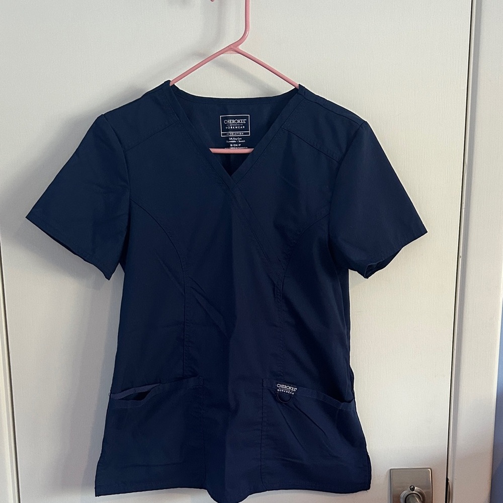 Cherokee Navy Blue Scrub Top